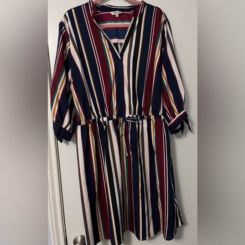 Hint of Blush (brand) sz 2x striped knee length dress